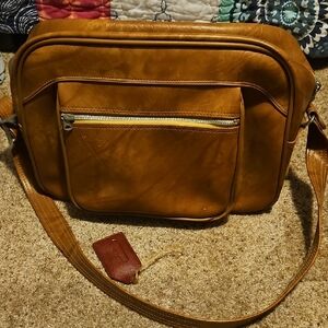 Men's Tan Leather Shoulder Bag American Tourister